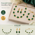 3 Pcs Oval Green Crystal Jewellery Set for Women